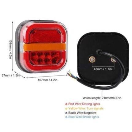 Lampă spate LED universală 12V–24V cu funcție de semnal