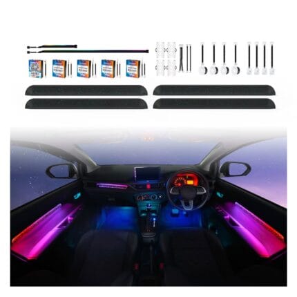 Kit lumini ambientale auto Symphony LED cu trimuri pentru uși, bord și picioare